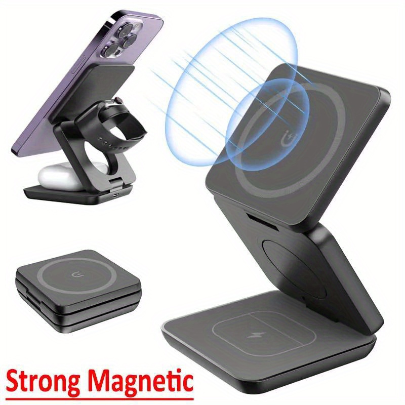 Magnetic Charging Cable - Caricabatterie wireless veloce pieghevole 3 in