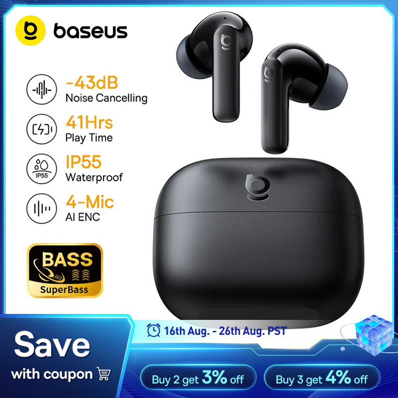 Earbuds Anc Wireless - Baseus Bass EP10/BP1 NC -43dB Auricolari